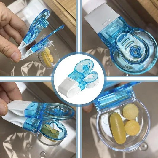 1/2 Pack Portable Pill Remover Easily Remove Pills without Contact Anti-Contamination Tablet Pill Cover Opener Auxiliary Tool